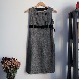 Rose Fan Fan Tweed Mini Dress with Velvet Details